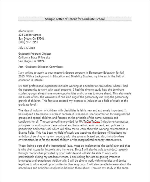 sample essay letter for graduate school application