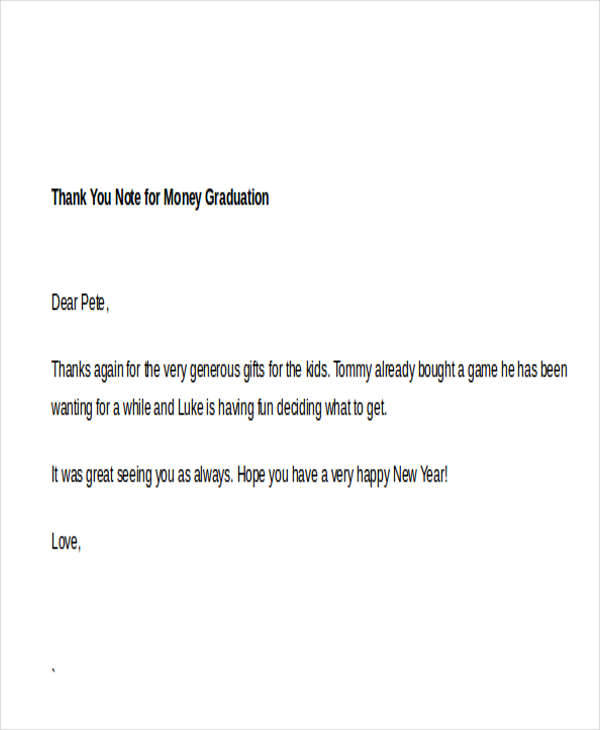 Graduation Money Thank You Note Template