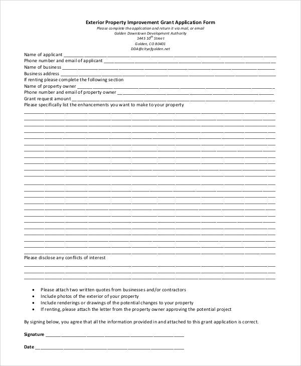 grant property application form