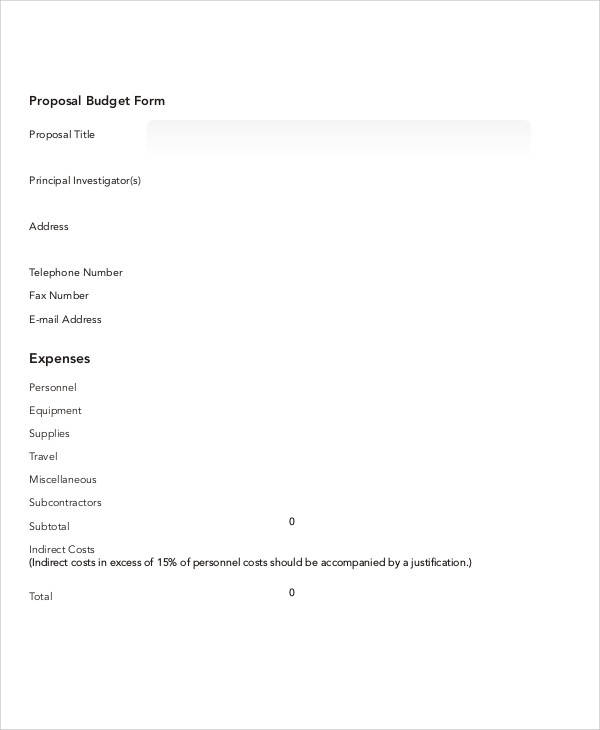 grant proposal budget form