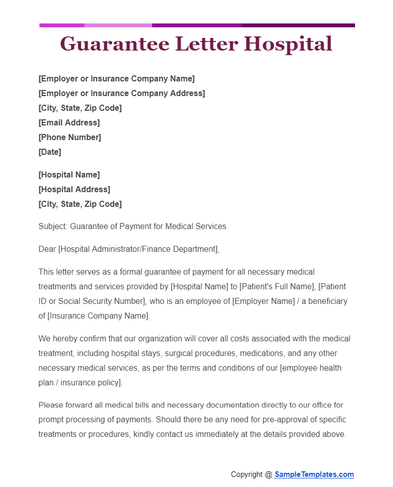 guarantee letter hospital