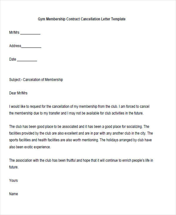 gym membership resignation letter in pdf