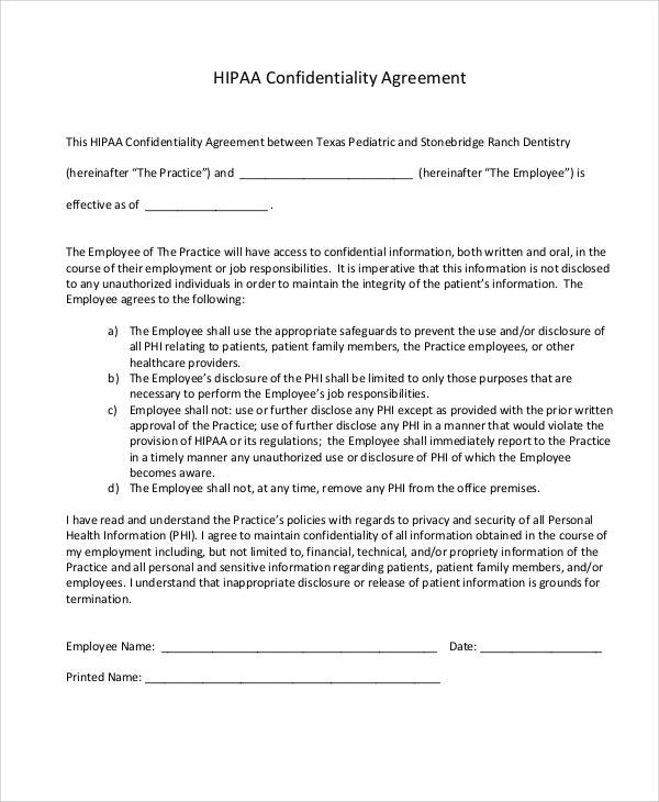 hipaa confidentiality agreement1