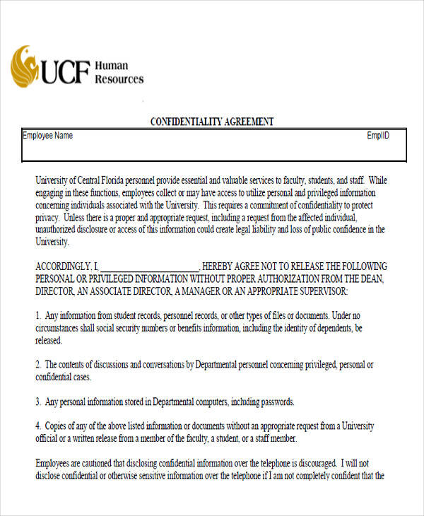 hr employee confidentiality agreement
