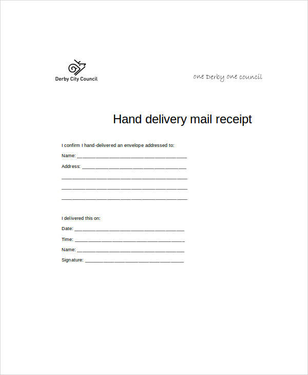 trending hand delivered letter receipt template premium receipt template