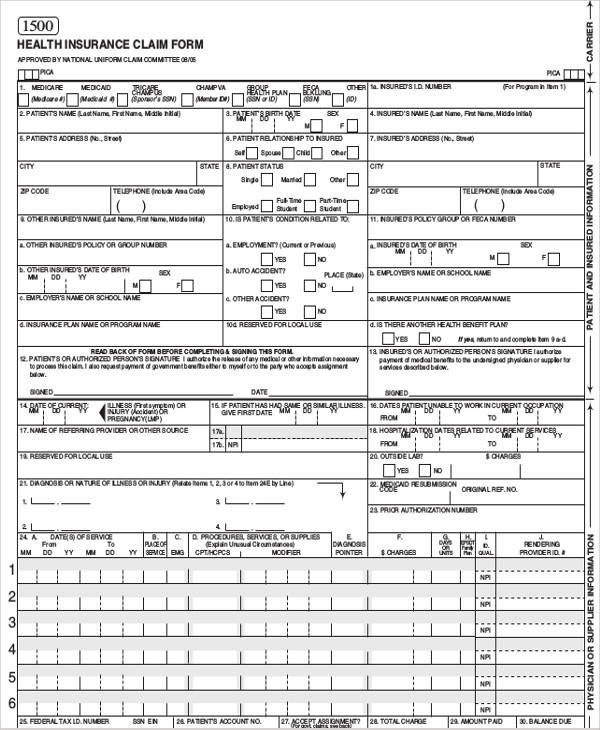 Combined Life Insurance Printable Claim Forms 1973