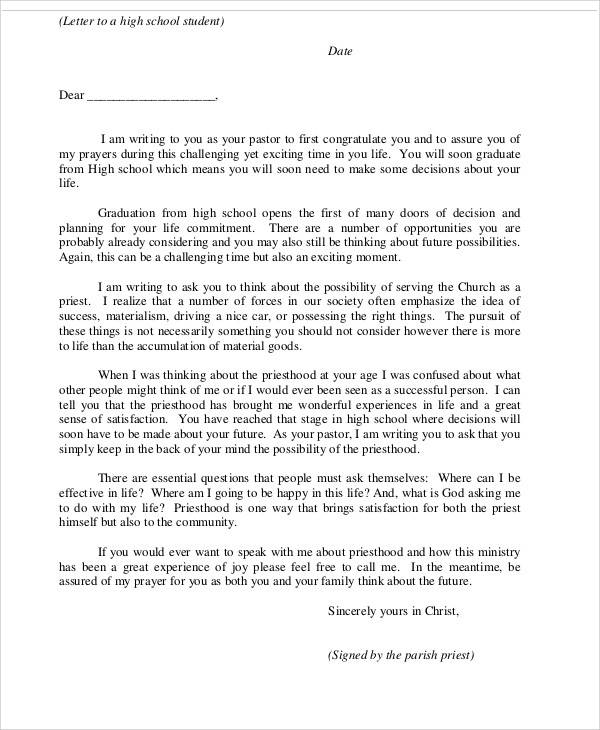 high school student letter