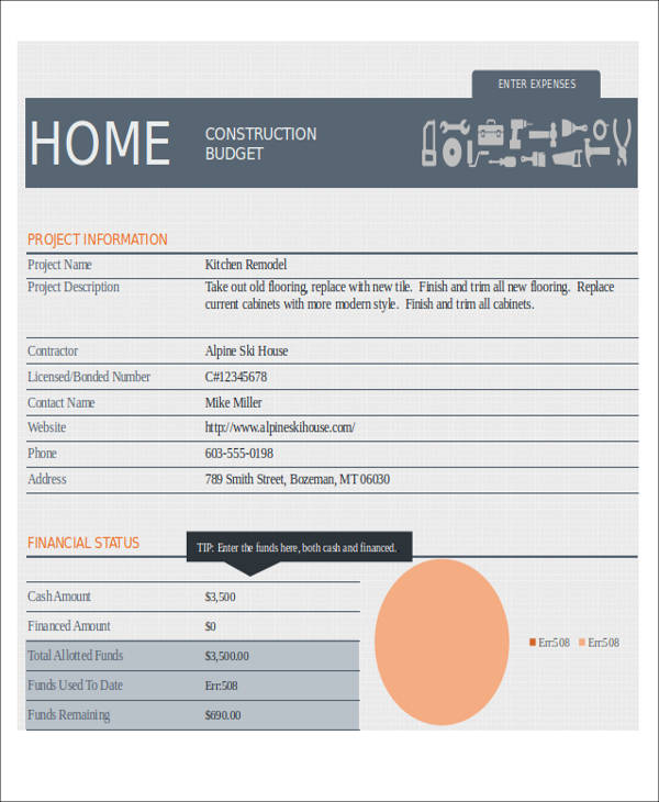 home construction budget form1