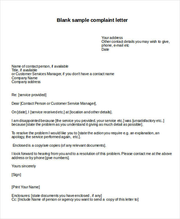 hospital care complaint letter