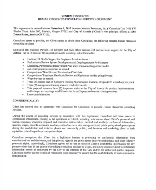 Consulting Service Offering Template   Hr Consulting Service Agreement Sample 