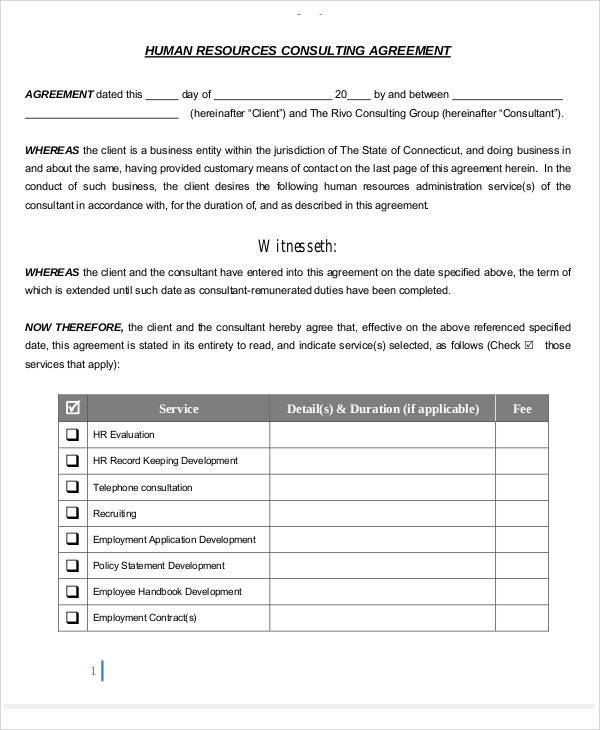 hr consulting services agreement