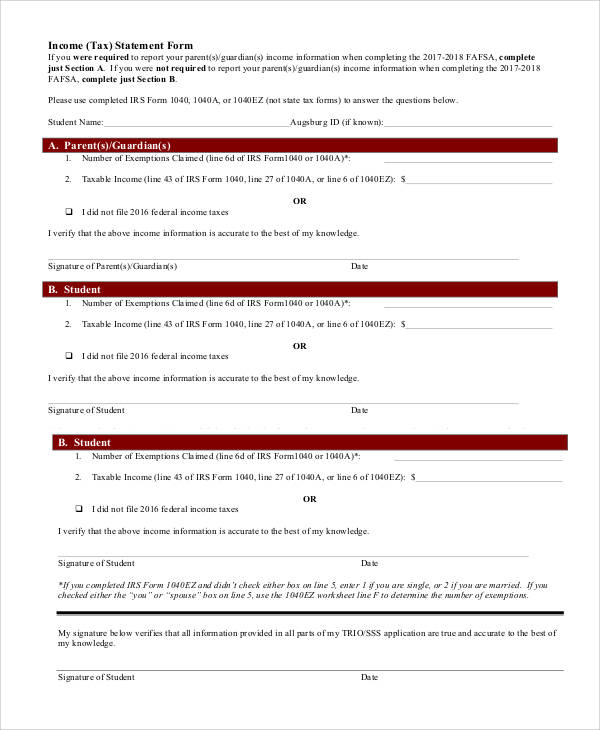 income tax statement form2