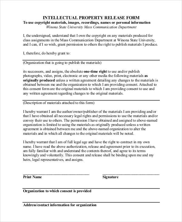 intellectual property release form