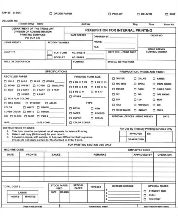 internal printing requisition form