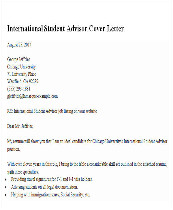 international cover letter example