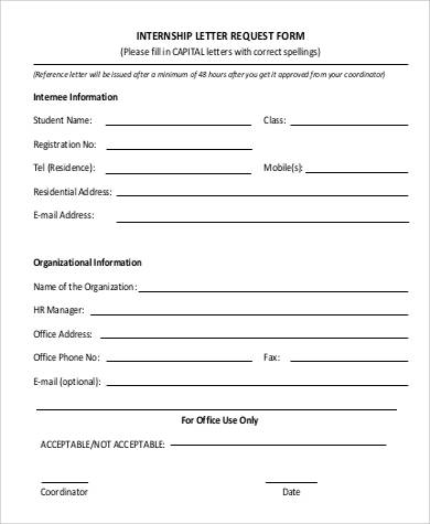 internship request letter form