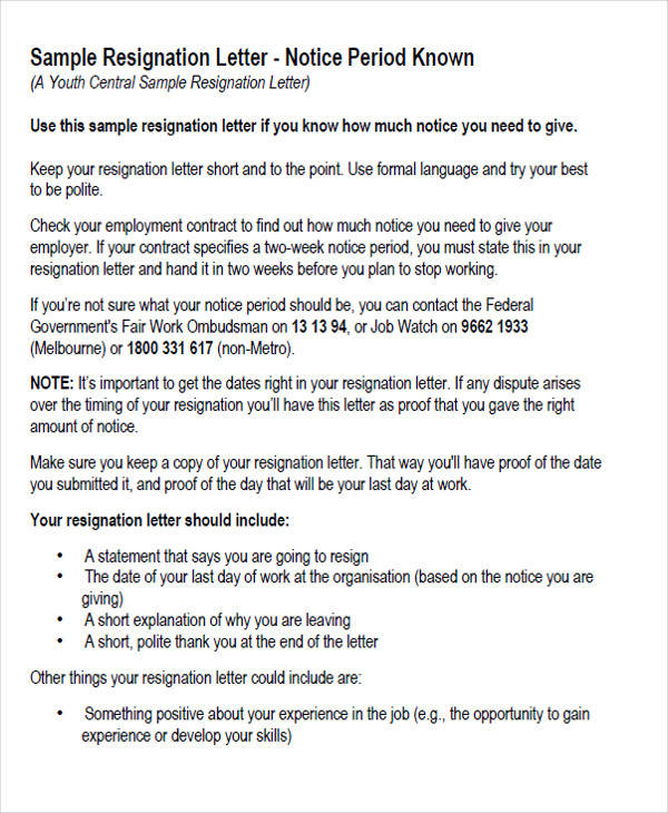 job leaving notice form format