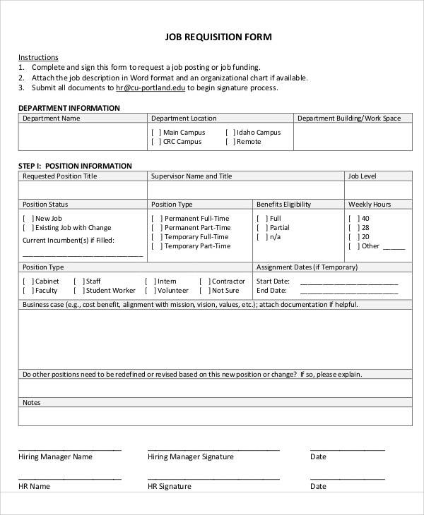job posting requisition form