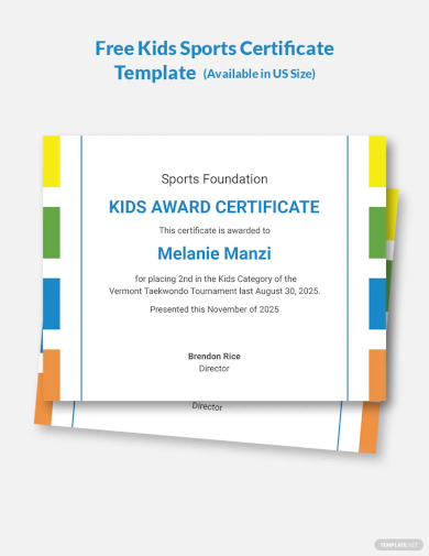 kids sports certificate template