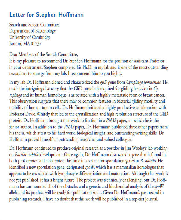 Non Academic Reference Letter Law School