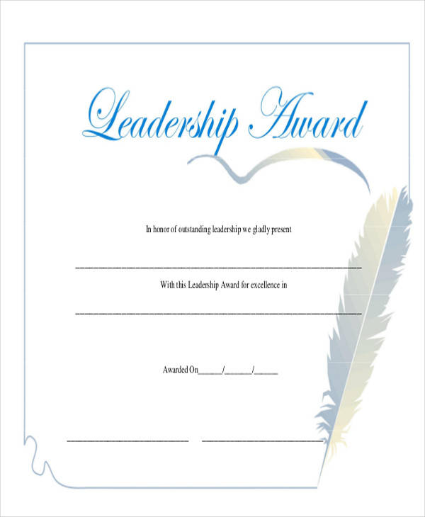 leadership excellence award certificate