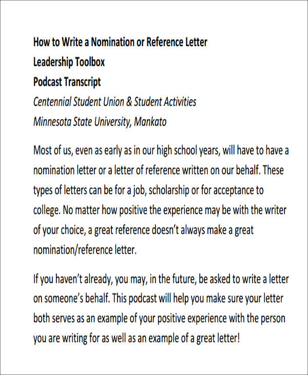 leadership recommendation letter sample