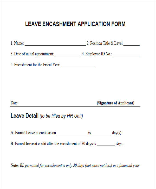 leave encashment application letter