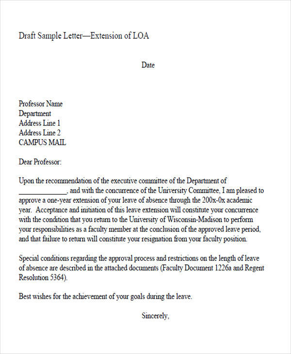 leave of absence extension letter