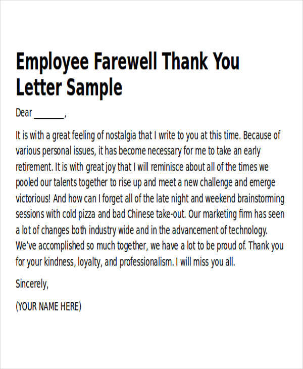 leaving thank letter you work Notes Thank Work in  Examples Sample PDF You 6   Word,