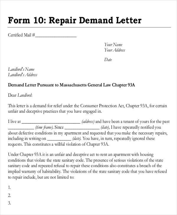 legal demand letter for payment