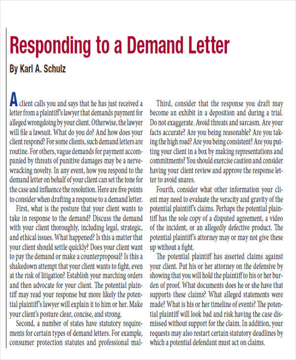 legal response to demand letter