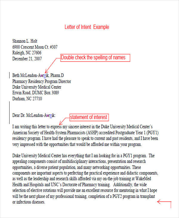 letter intent school medical of Formats in Examples of PDF, 58 Intent Letter    Word