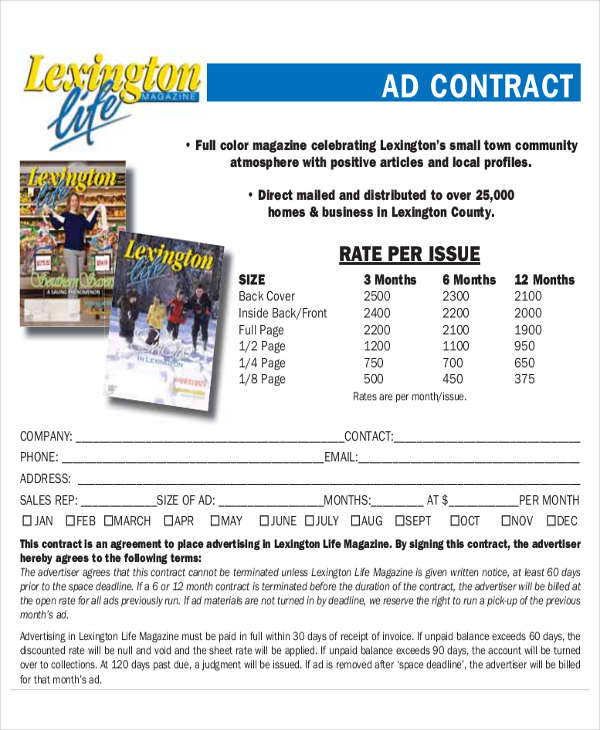 magazine advertising contract agreement