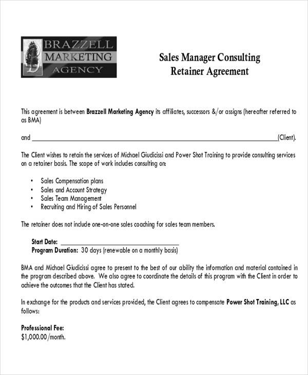 management consulting retainer agreement
