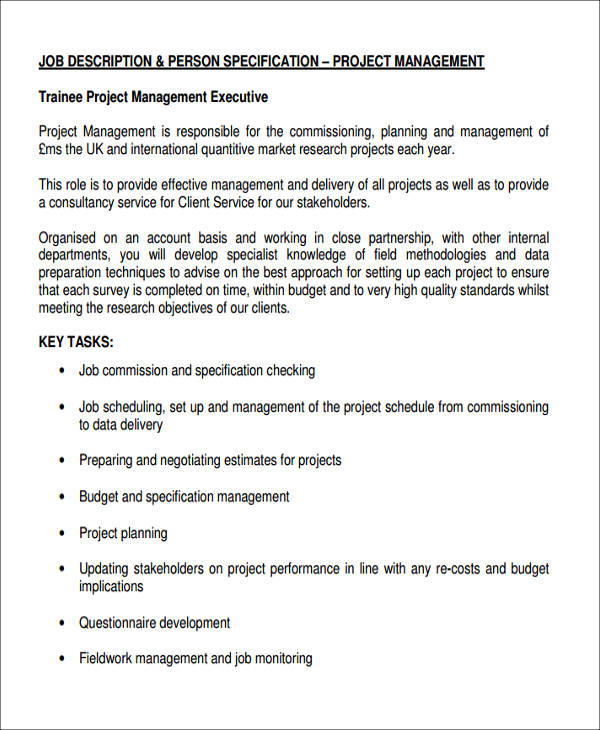 management executive job description