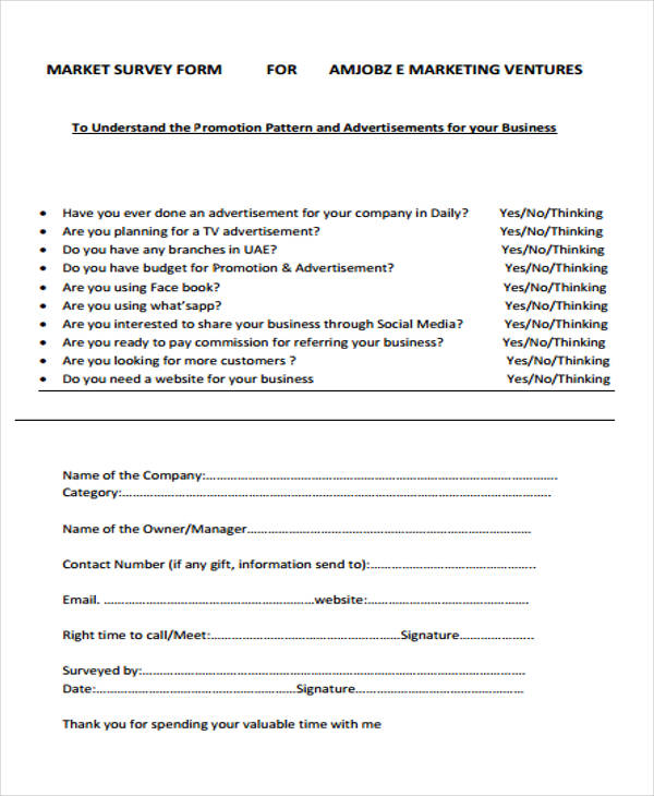 FREE 48+ Examples of Survey Forms in MS Word PDF