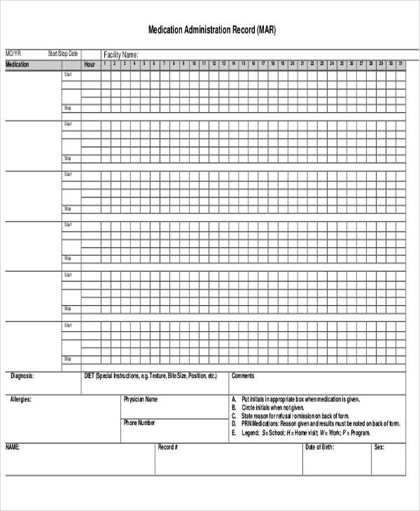 medical administration record form