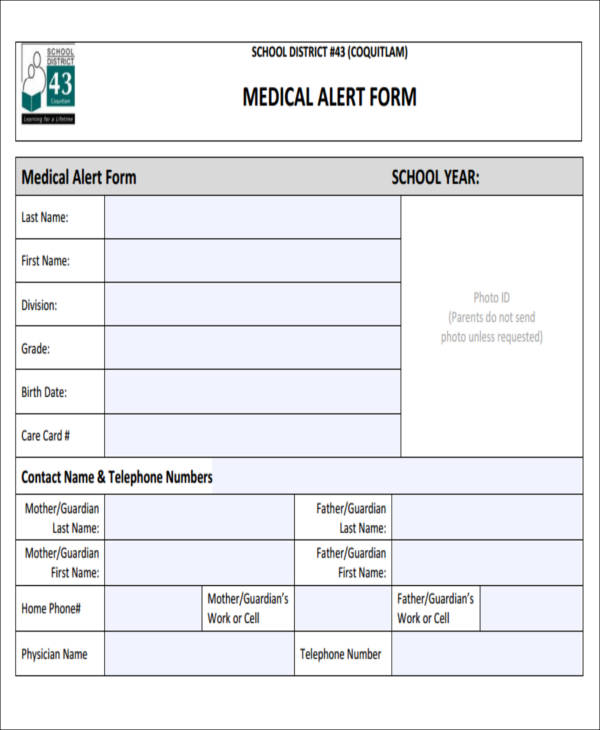 medical alert form in pdf