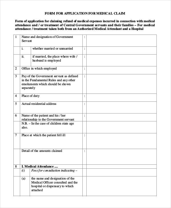 medical application form