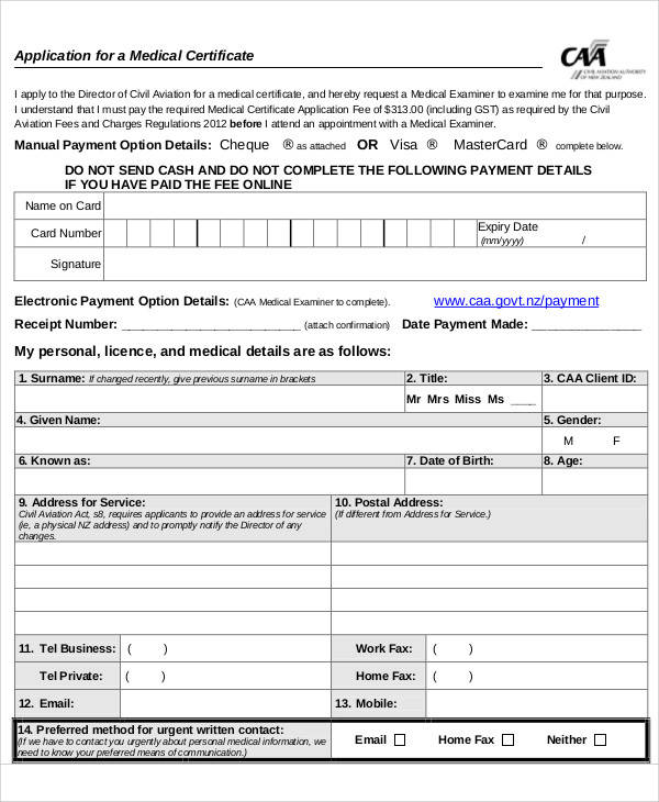 medical certificate application form2