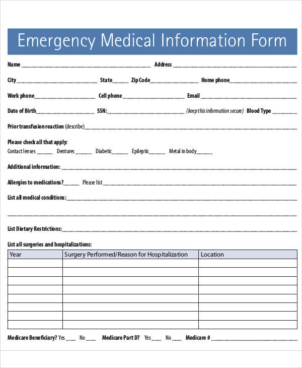 FREE 43 Printable Medical Forms In PDF