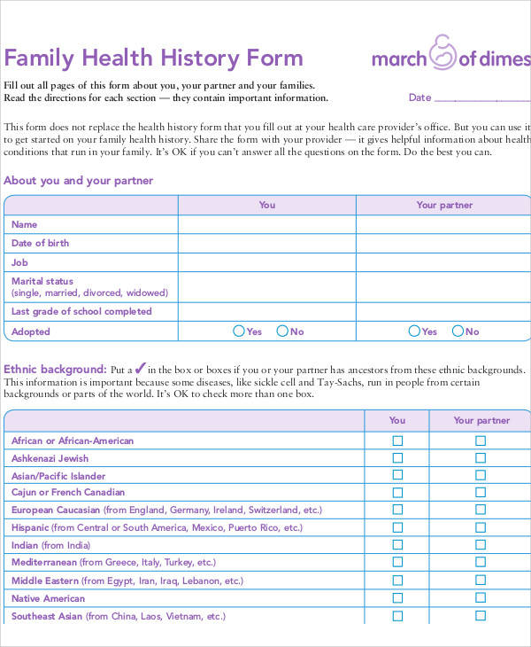 medical family history form1