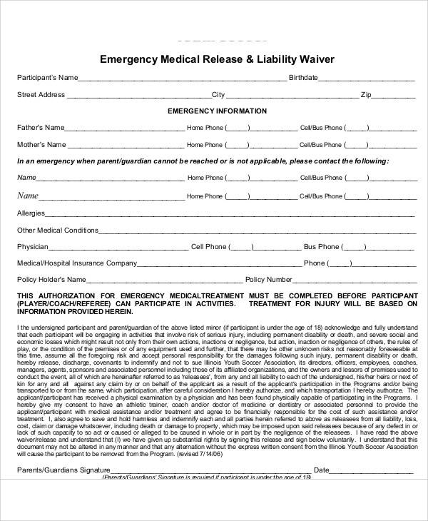 medical insurance waiver form
