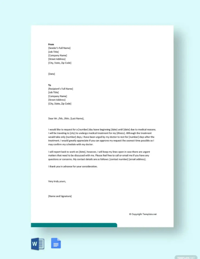 medical leave letter for employee template