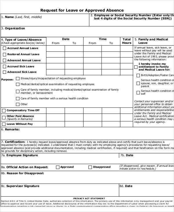 medical leave request form