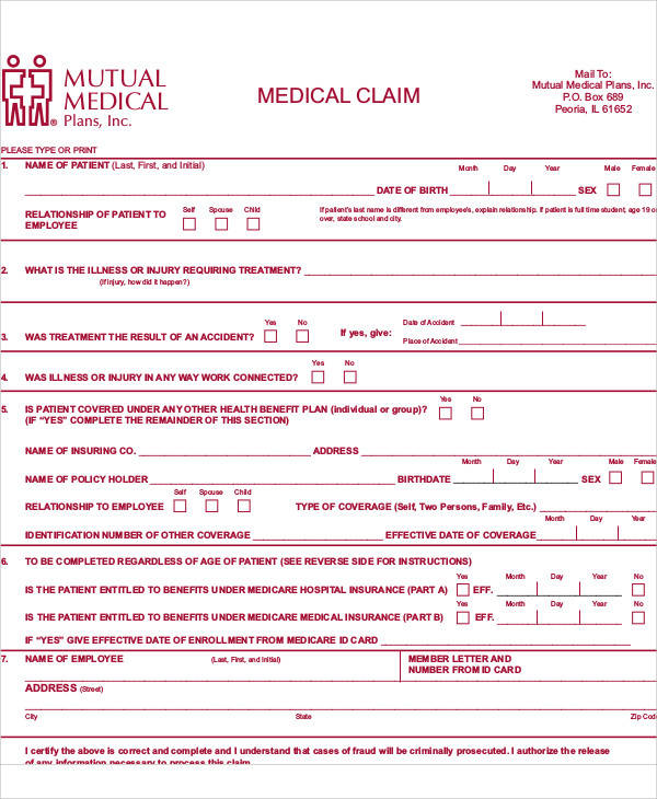 medical mutual claim form