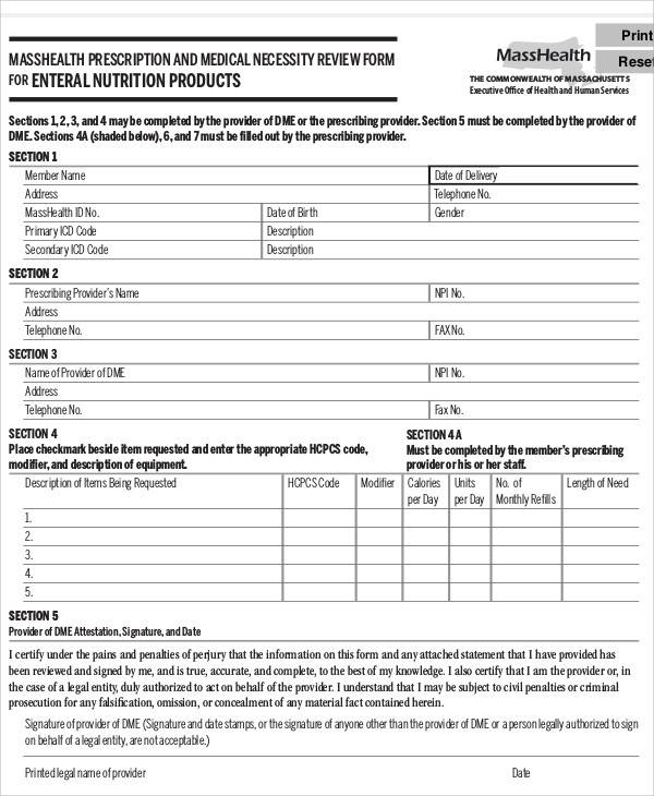 medical necessity review form