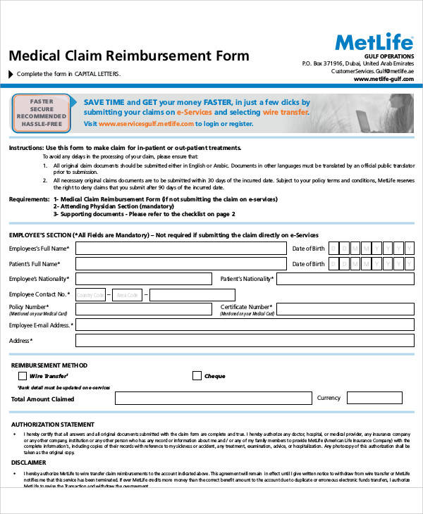 medical reimbursement claim form1