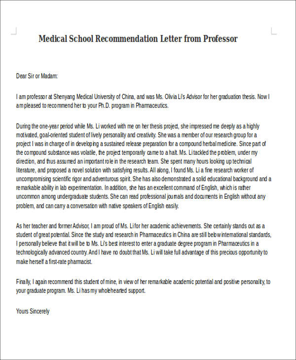 Medical Reference Letter Template