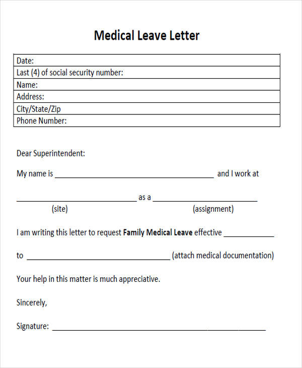 medical sick leave letter